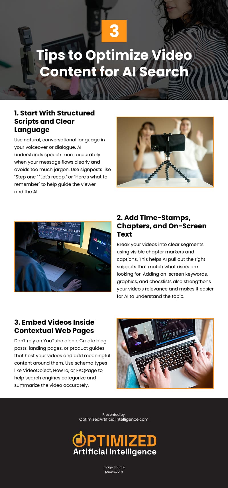 3 Tips to Optimize Video Content for AI Search Infographic 3 Tips to Optimize Video Content for AI Search Infographic